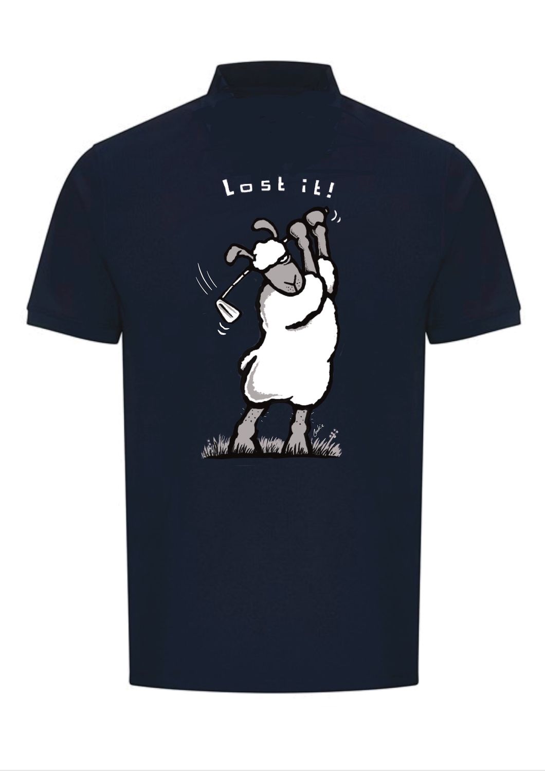 Lost It! Golfer | Short-Sleeved Polo | Flockers, Colour: Navy, Size: XS