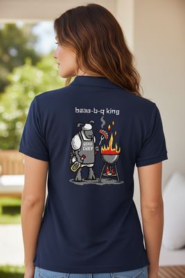 Baaa-B-Q King Polo Shirt | Funny BBQ &amp; Grill Master Polo | Baaad Flockers®
