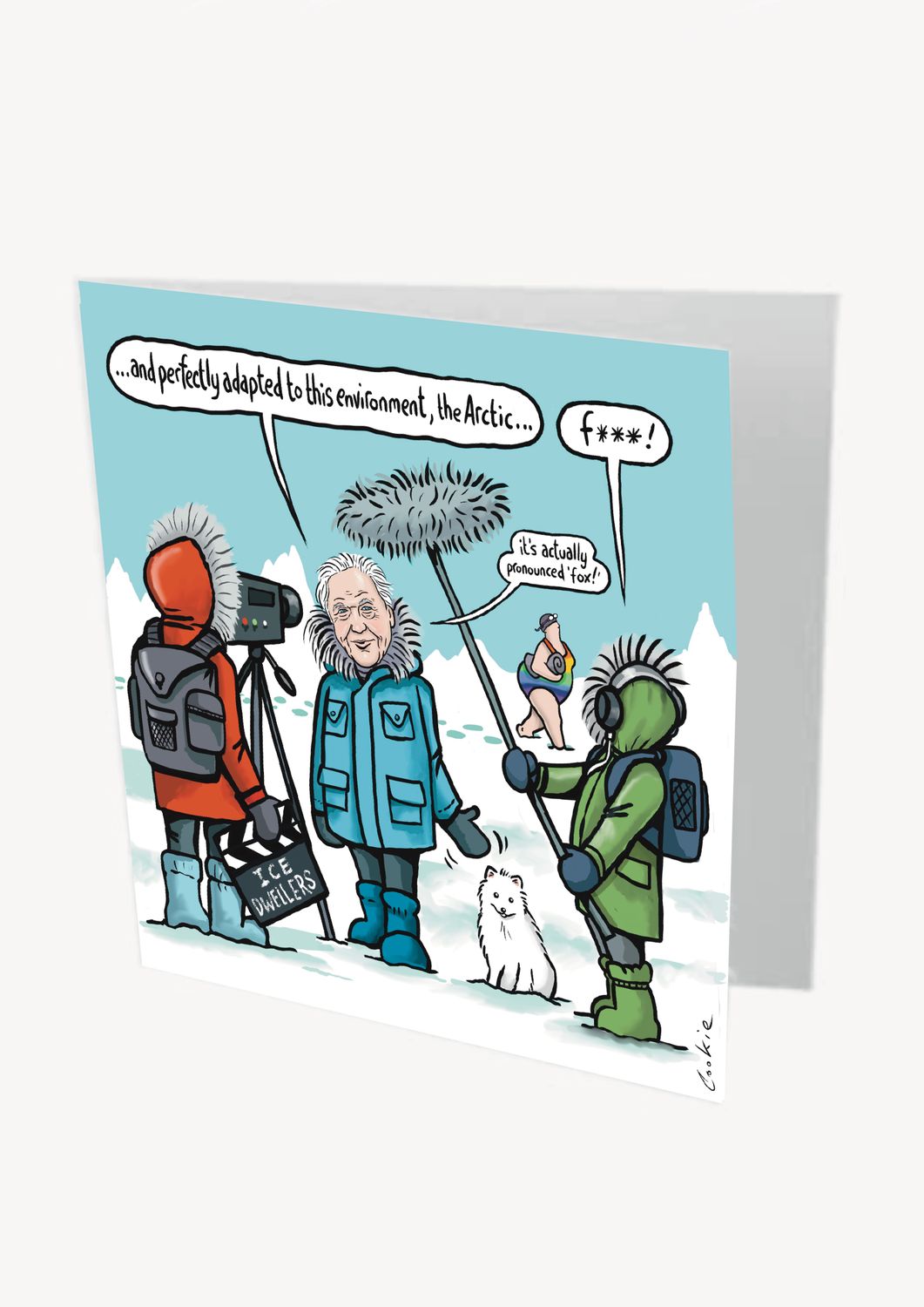 Arctic Fox Card | Wild Swimming &amp; Winter Wildlife Card | Baaad Flockers®