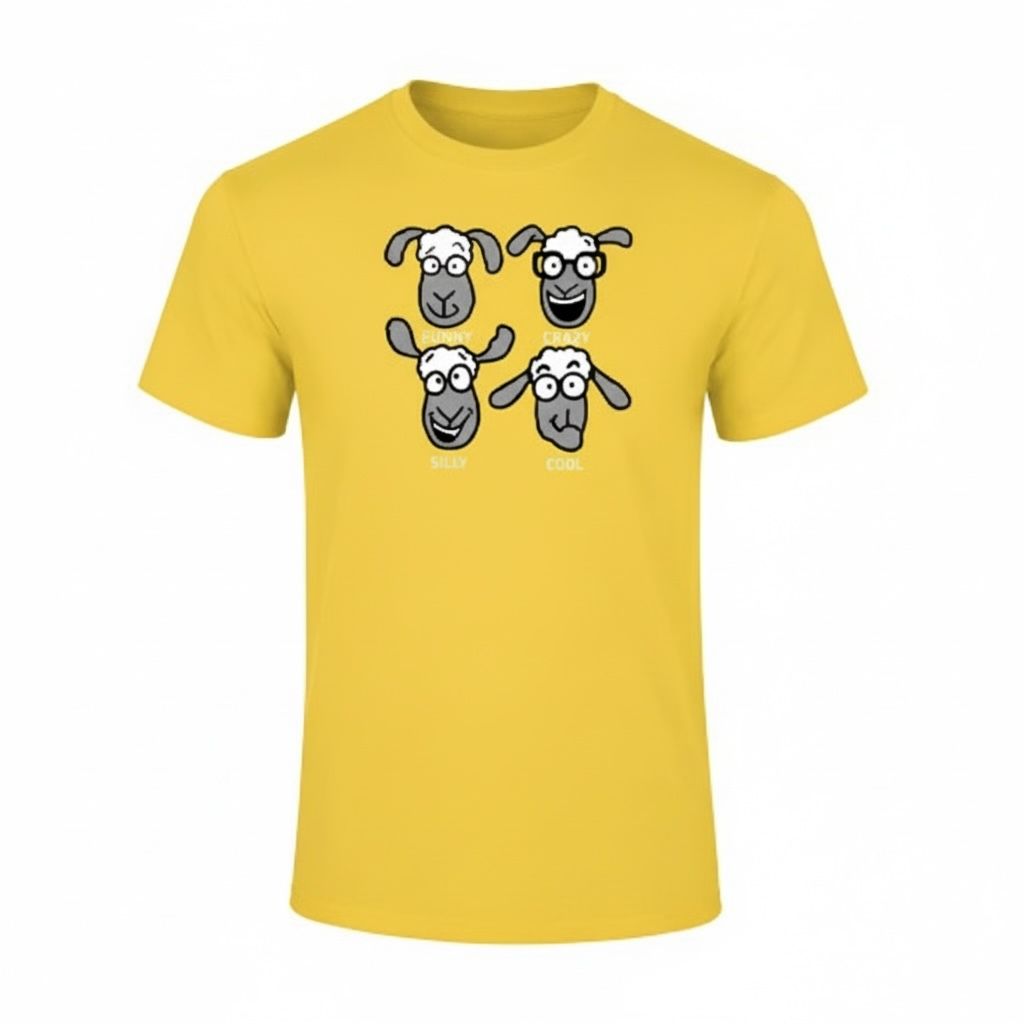 Funny Faces  | Kid's Funny T-shirt, Colour: Sunflower, Size: 3-4y