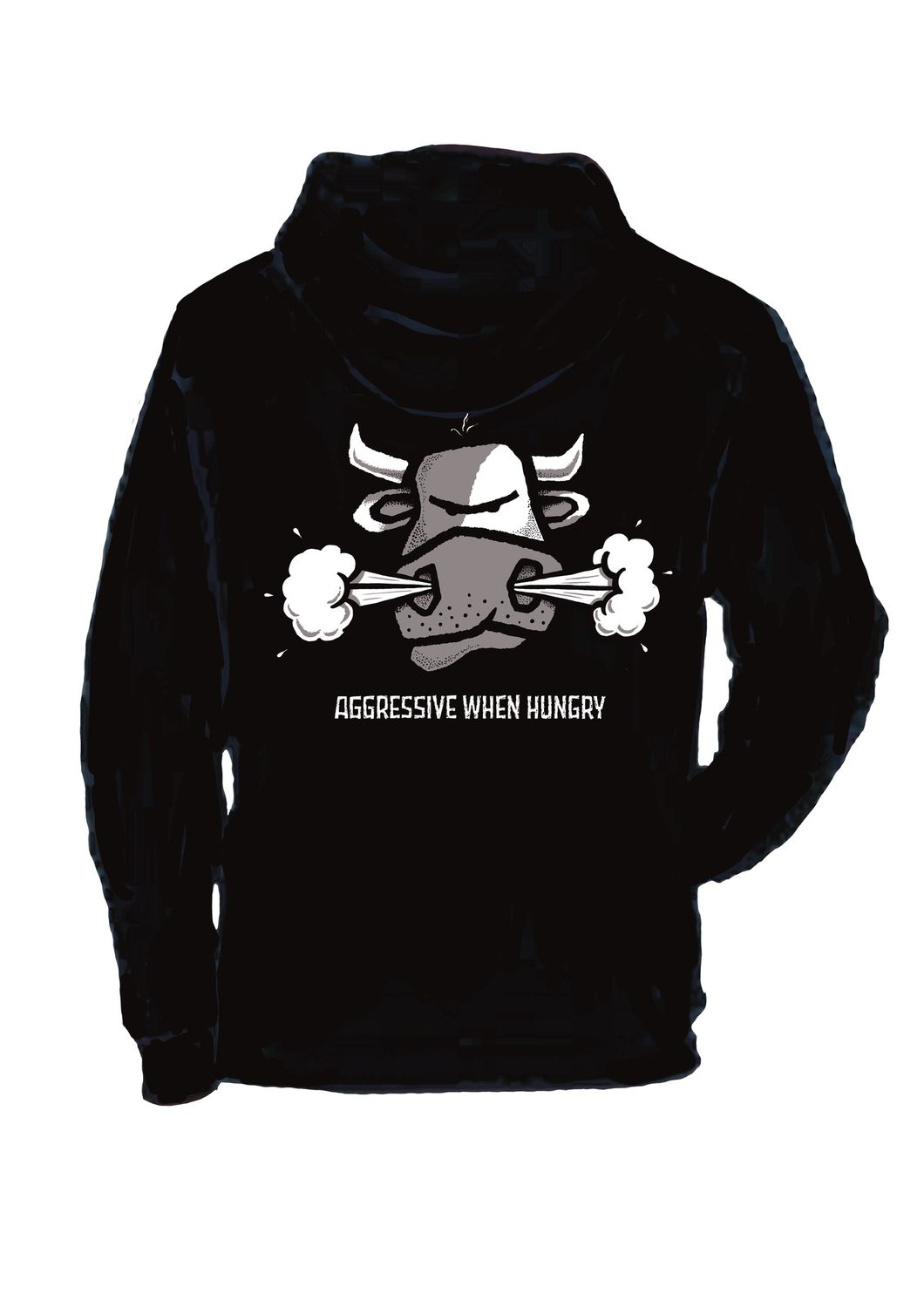 Agressive When Hungry | Full Zipped Hoodies | Flockers, Colour: Black, Size: XS