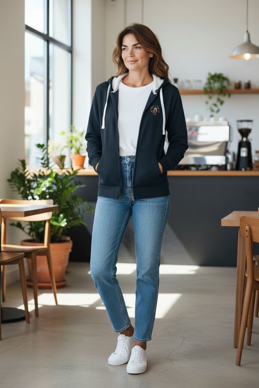 I'm Barking So Is My Dog | Full Zipped Hoodie | Flockers, Colour: Navy, Size: XS