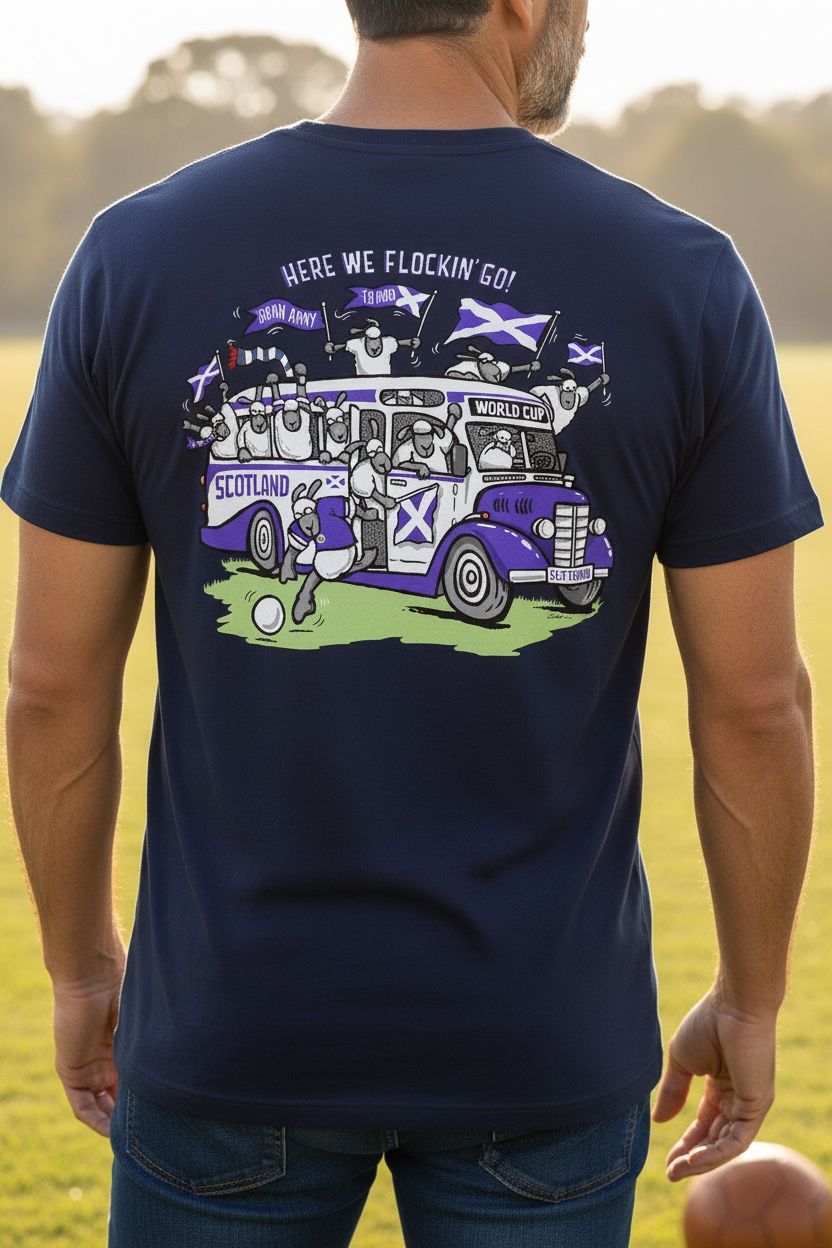 Here We Go -Scotland | Football T-shirt | Baaad Flockers