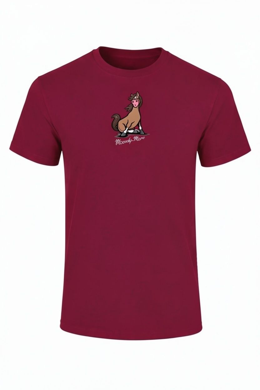 Mooody Mare | Funny T-Shirt | Baaad Flockers, Colour: Cardinal Red, Size: XS