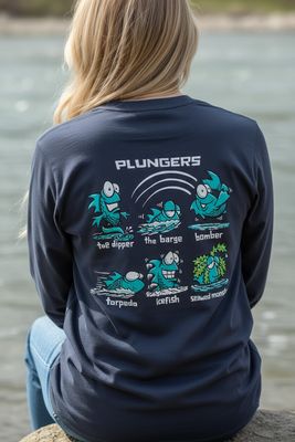 Plunge | Retro Long Sleeved-Sleeved T-Shirt | Flockers