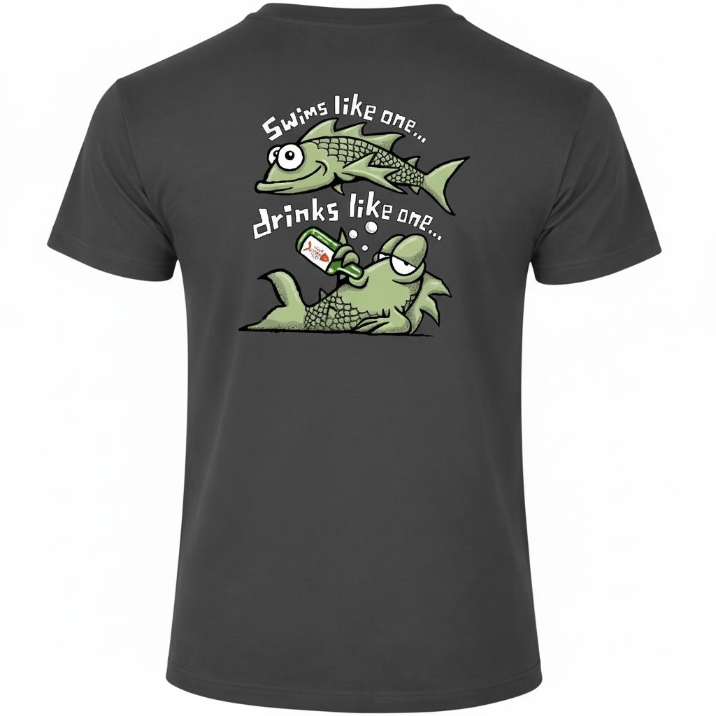 Cookie Classics T-Shirt | Swims Like One, Drinks Like One, Colour: Tweed, Size: XL