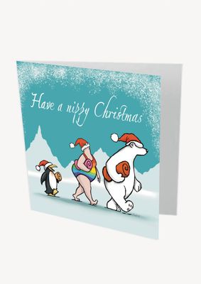 Have A Nippy Christmas Card | Funny Wild Swimming Christmas Card | Baaad Flockers®