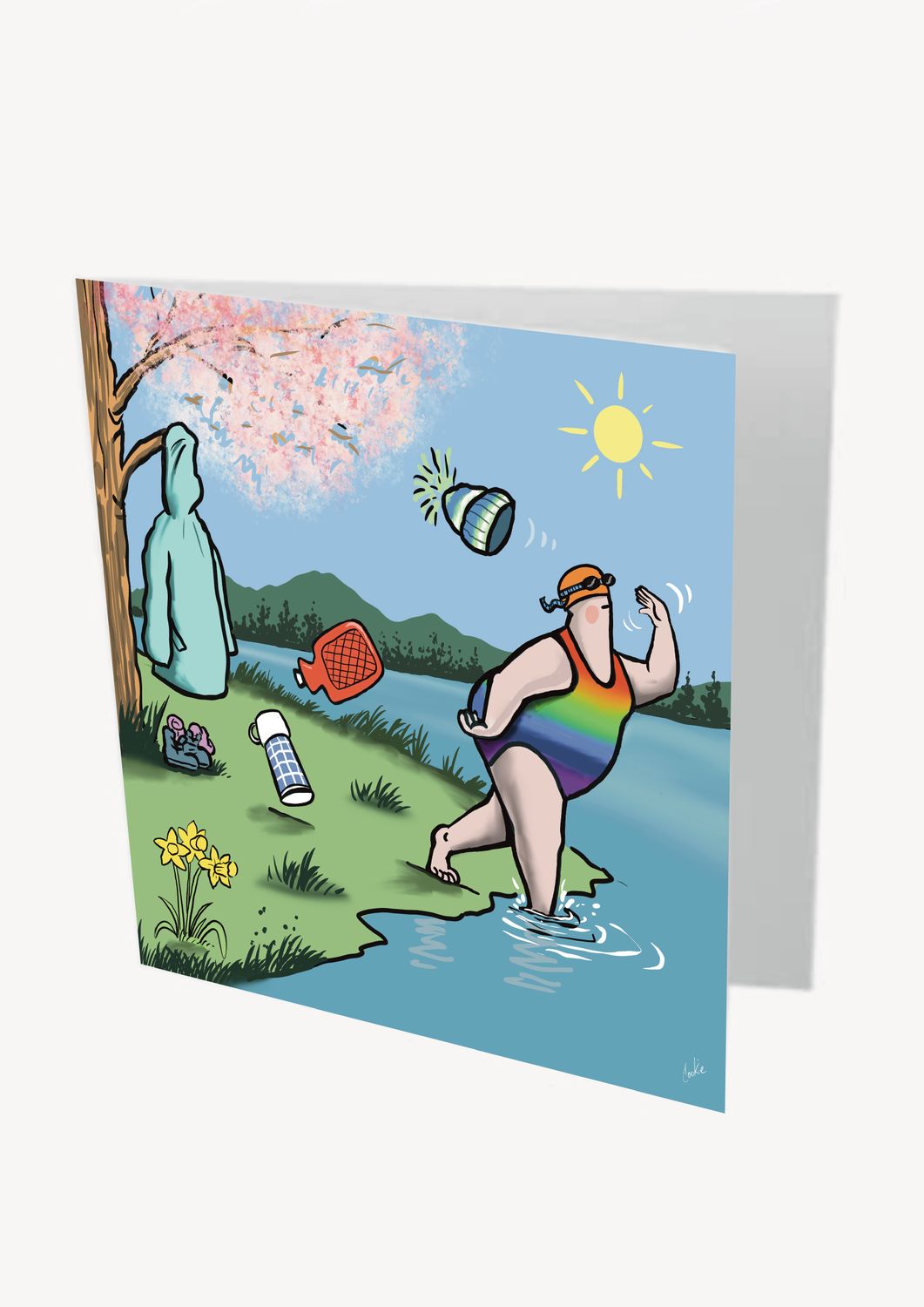 Spring In My Step Card | Wild Swimming &amp; Spring Greeting Card | Baaad Flockers®