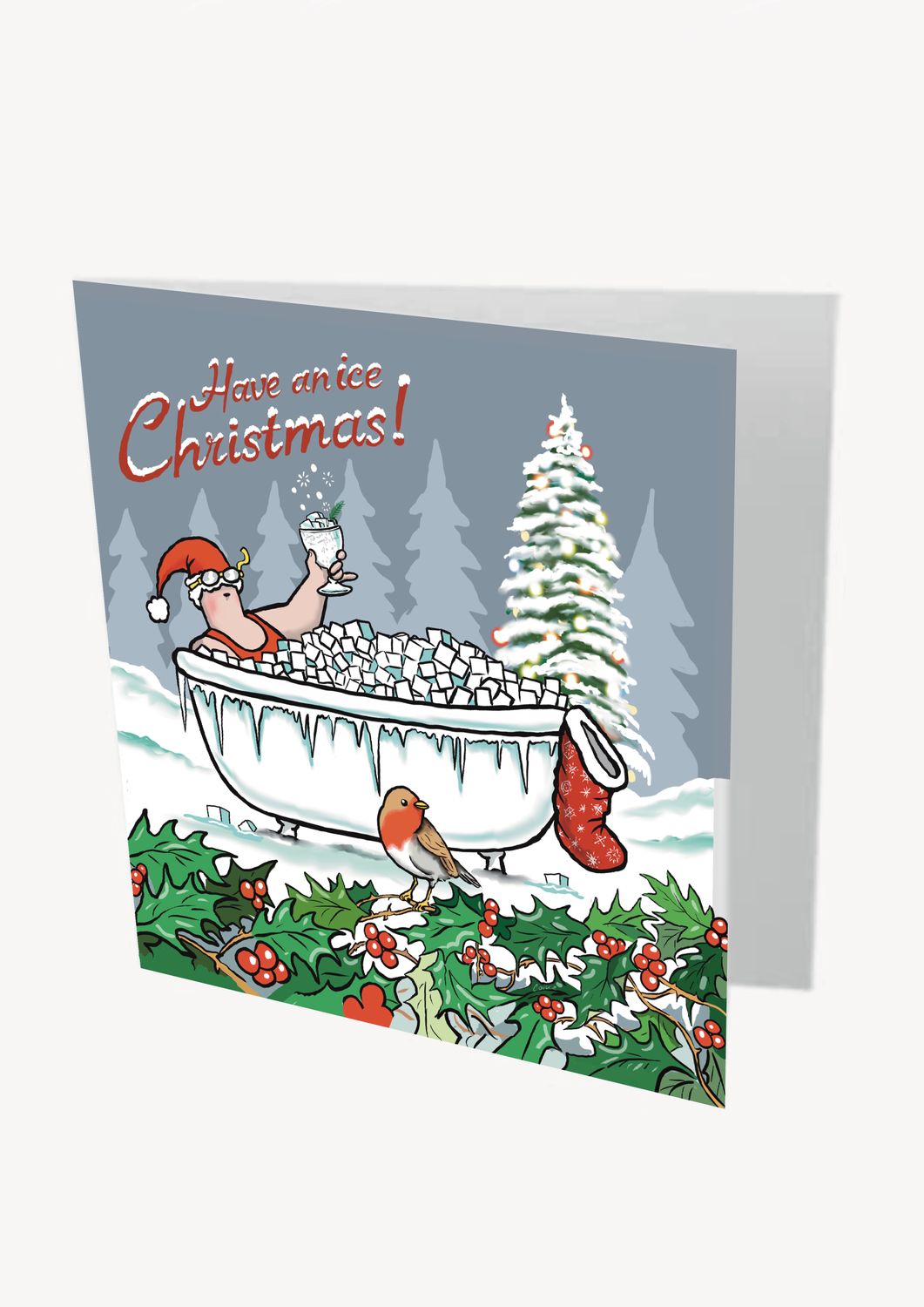 Have An Ice Christmas Card | Funny Ice Swimming Christmas Card | Baaad Flockers®