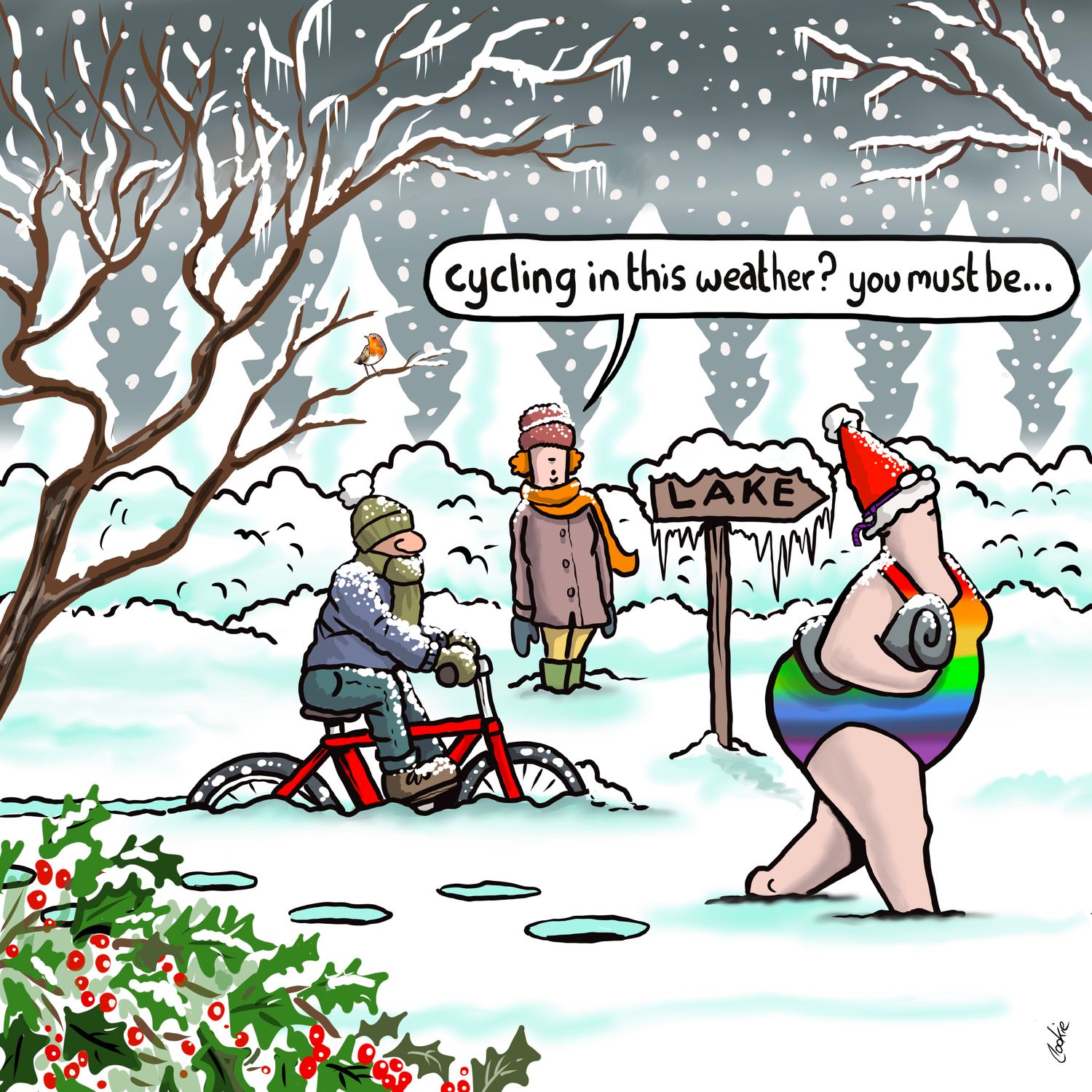 Christmas Cyclist Card | Funny Cycling Christmas Card | Baaad Flockers®