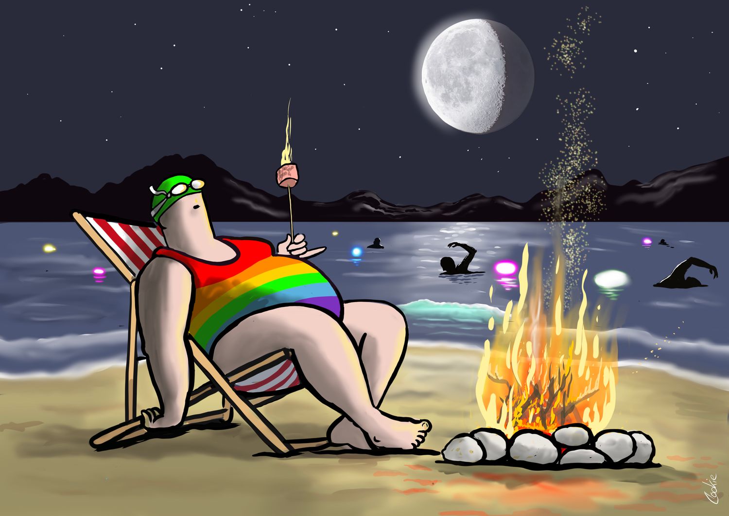 Beach BBQ Card | Wild Swimming &amp; Beach Lover Greeting Card | Baaad Flockers®
