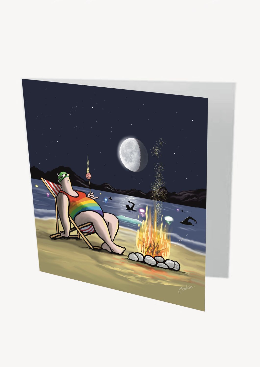 Beach BBQ Card | Wild Swimming &amp; Beach Lover Greeting Card | Baaad Flockers®