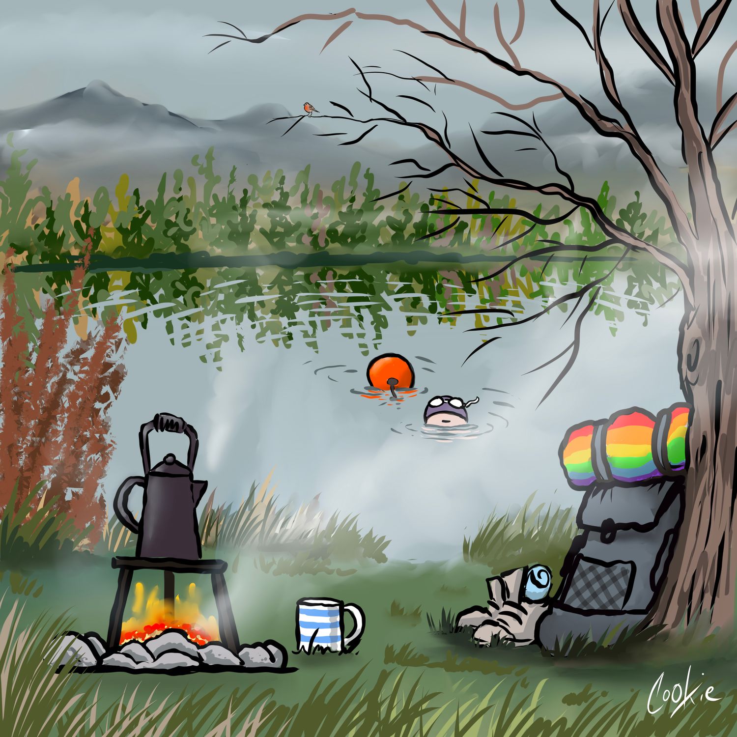 Kettle is Whistling Card | Wild Swimming &amp; Tea Lover Card | Baaad Flockers®