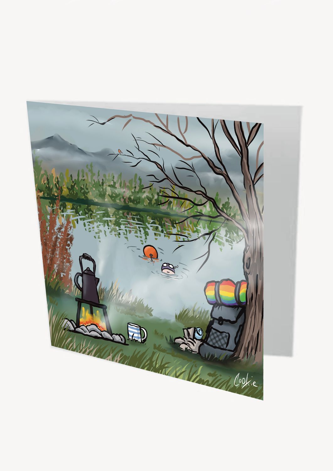 Kettle is Whistling Card | Wild Swimming &amp; Tea Lover Card | Baaad Flockers®