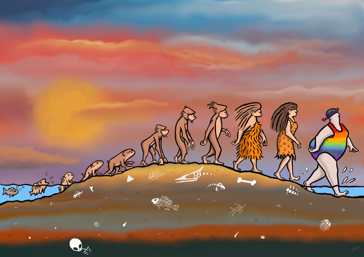 Evolution Card | Funny Wild Swimming Greeting Card | Baaad Flockers®