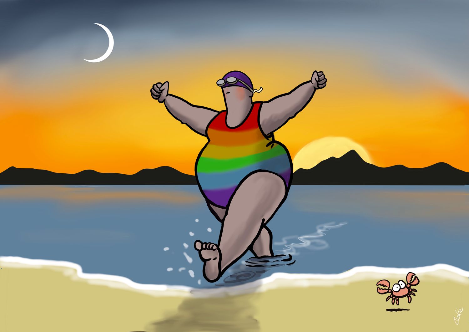 Dawn Till Dusk Card | Wild Swimming Greeting Card | Baaad Flockers®