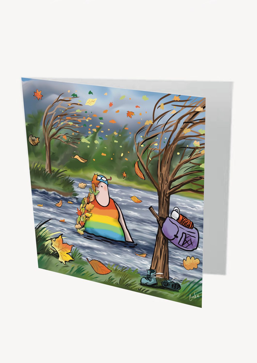 Wind Swept Card | Funny Wild Swimming &amp; Coastal Card | Baaad Flockers®
