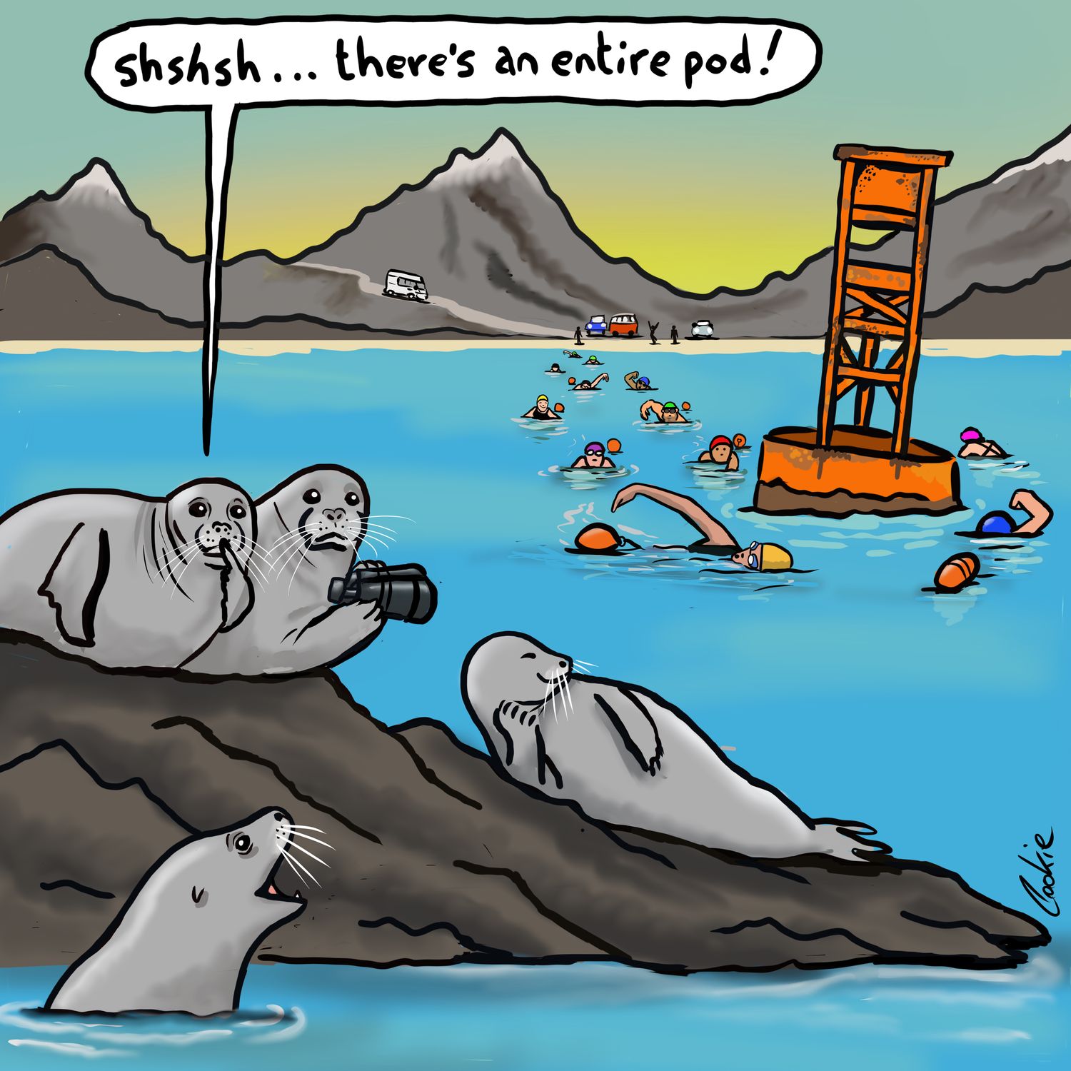 Human Spotting Card | Funny Wild Swimming &amp; Coastal Card | Baaad Flockers®