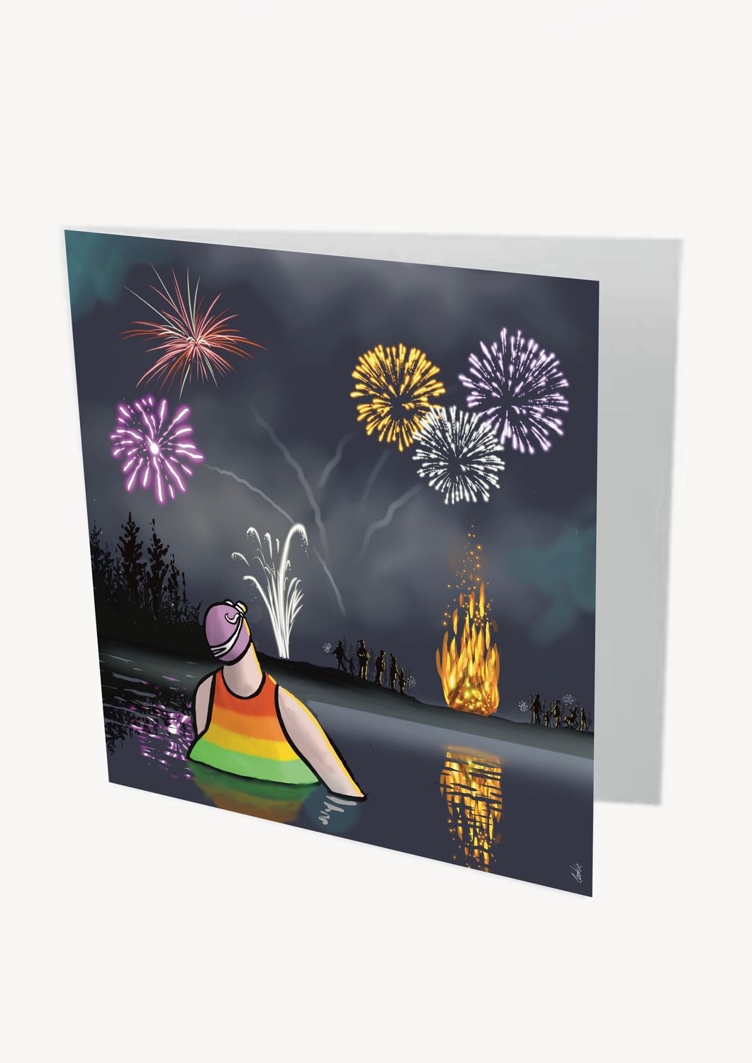 Fireworks Card | Wild Swimming Celebration Card | Baaad Flockers®