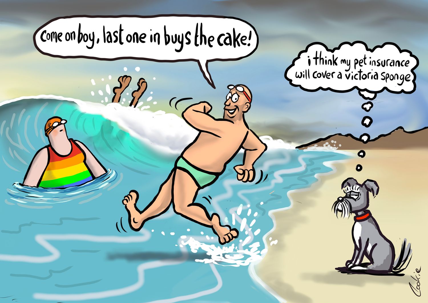 Last One In Buys Cakes Card | Funny Wild Swimming Card | Baaad Flockers®