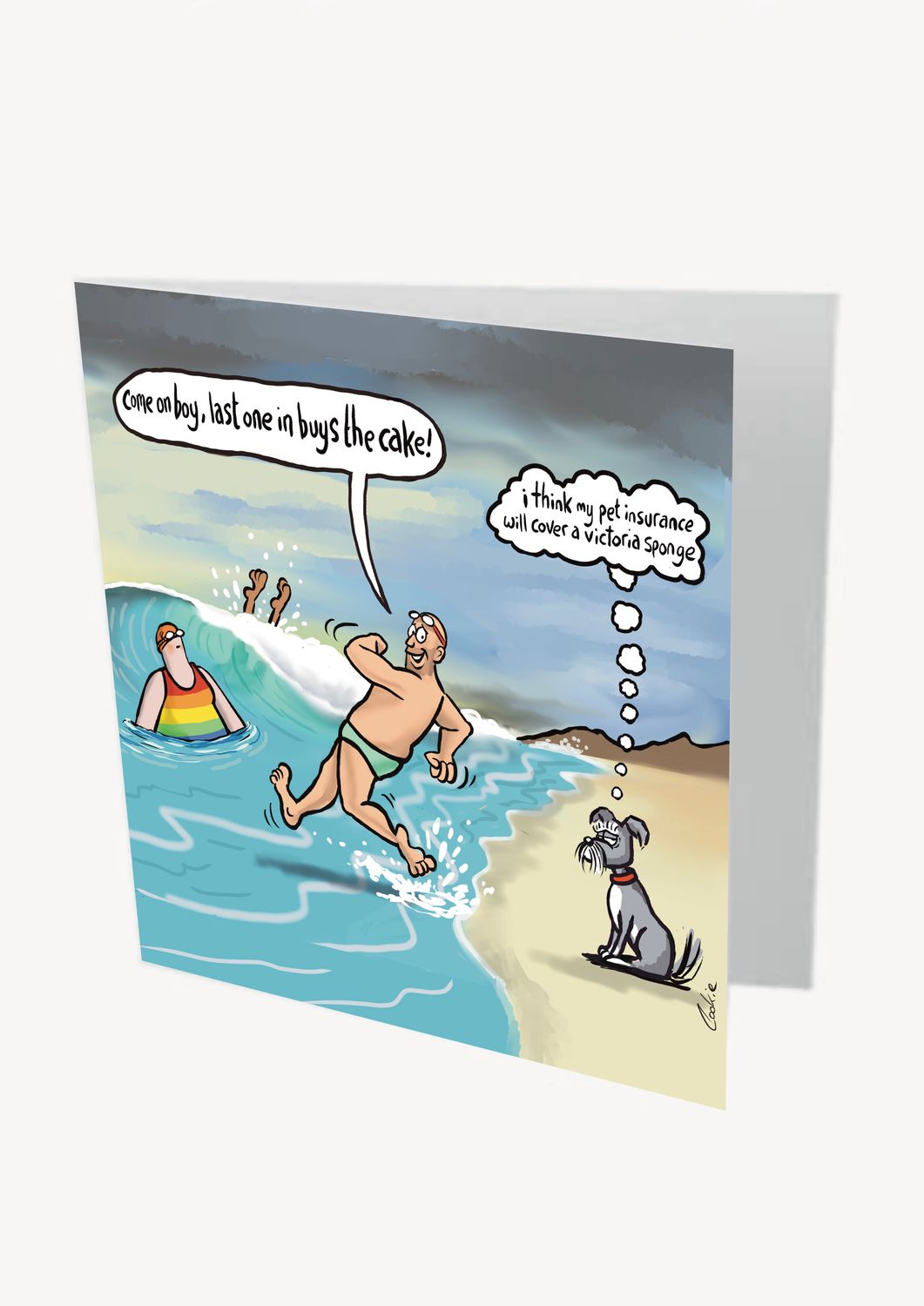 Last One In Buys Cakes Card | Funny Wild Swimming Card | Baaad Flockers®