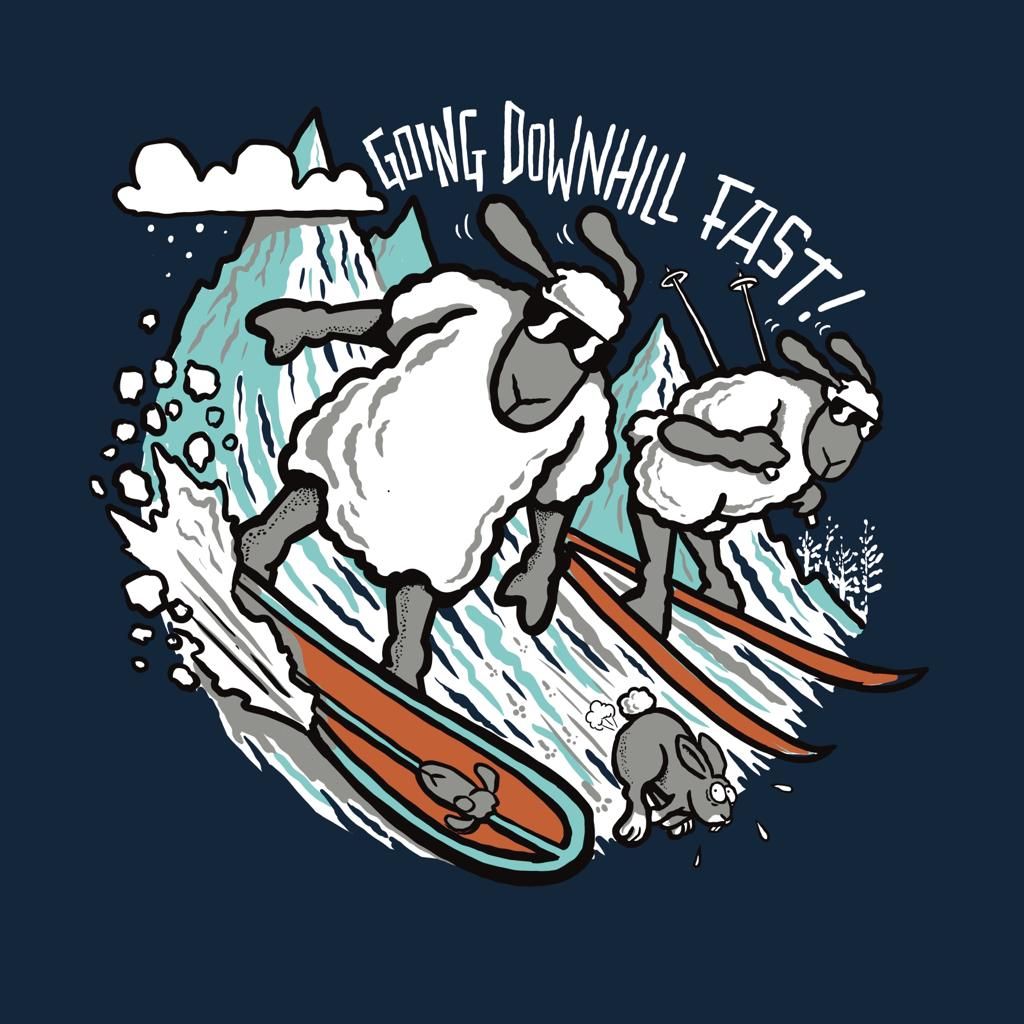 Going Downhill Fast Card | Funny Mountain Bike Birthday Card | Baaad Flockers®