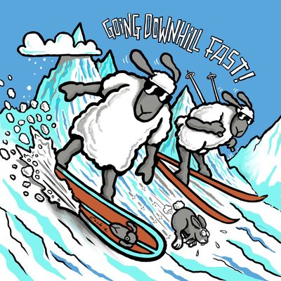 Going Downhill Fast Card | Funny Mountain Bike Birthday Card | Baaad Flockers®