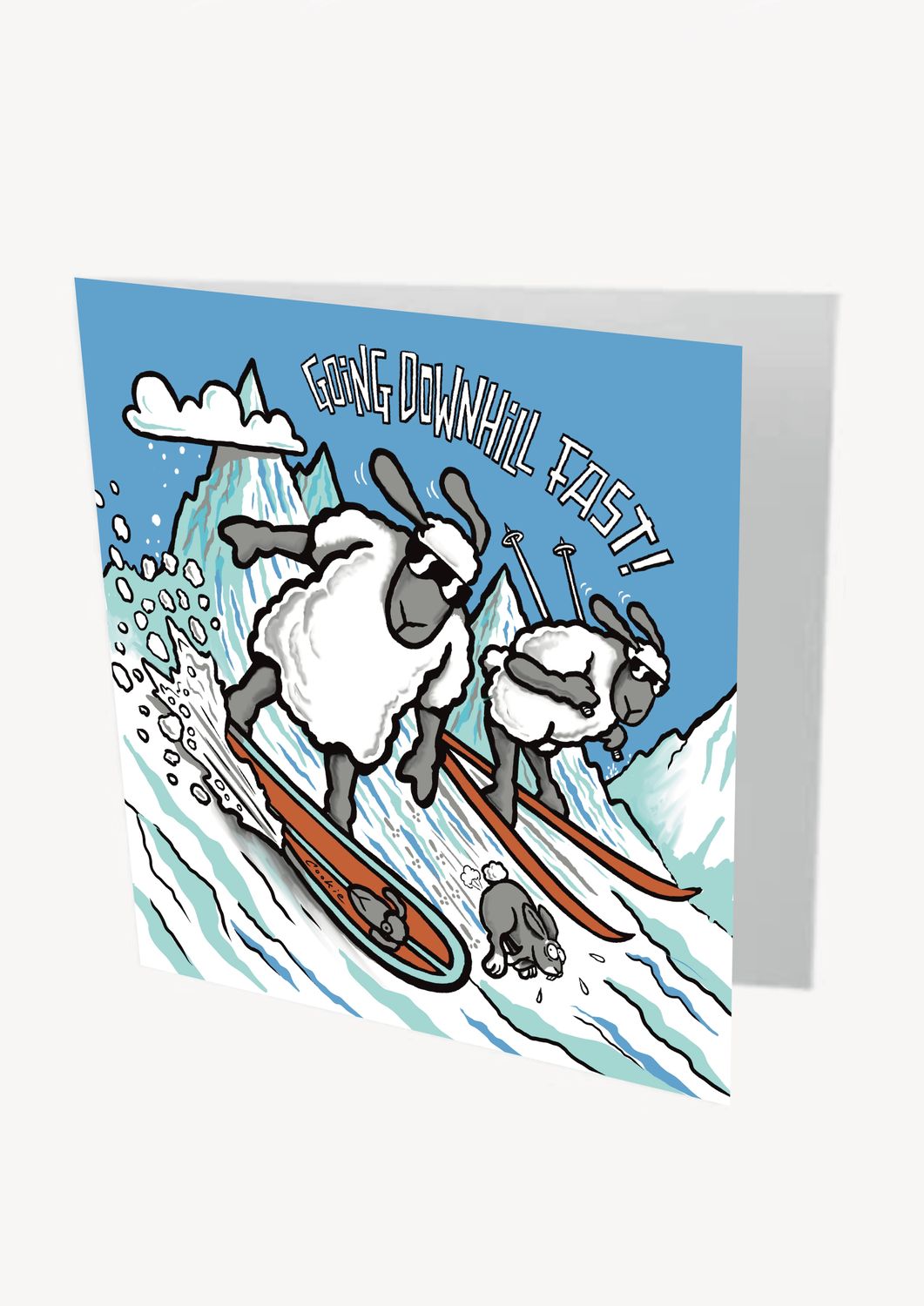 Going Downhill Fast Card | Funny Mountain Bike Birthday Card | Baaad Flockers®