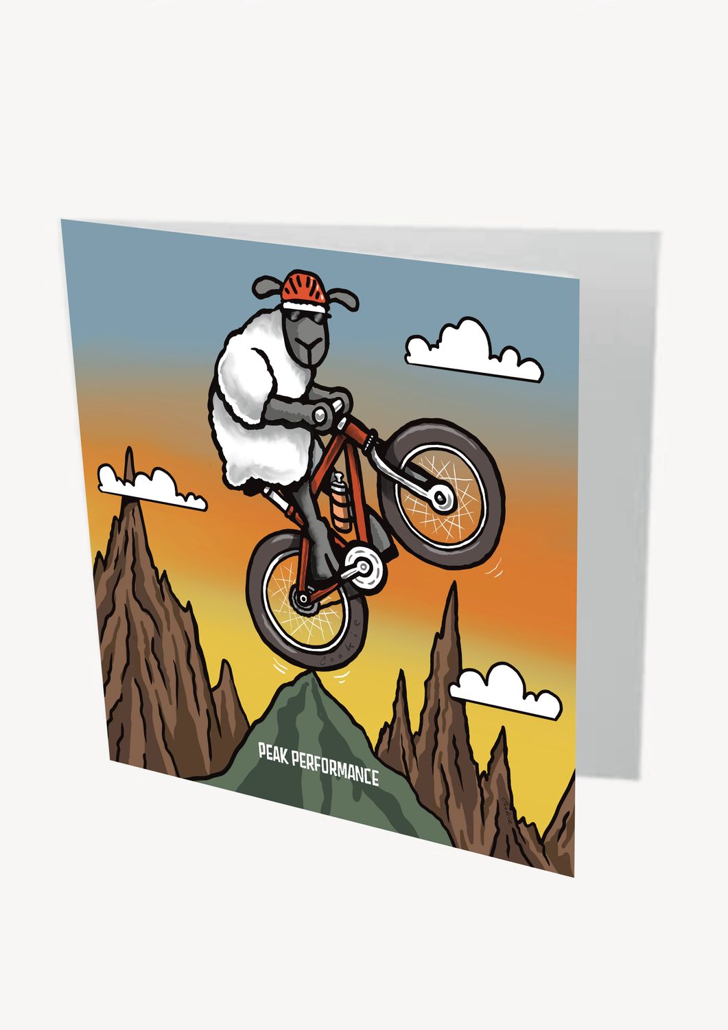 Peak Performance MTB Card | Funny Mountain Bike Birthday Card | Baaad Flockers®