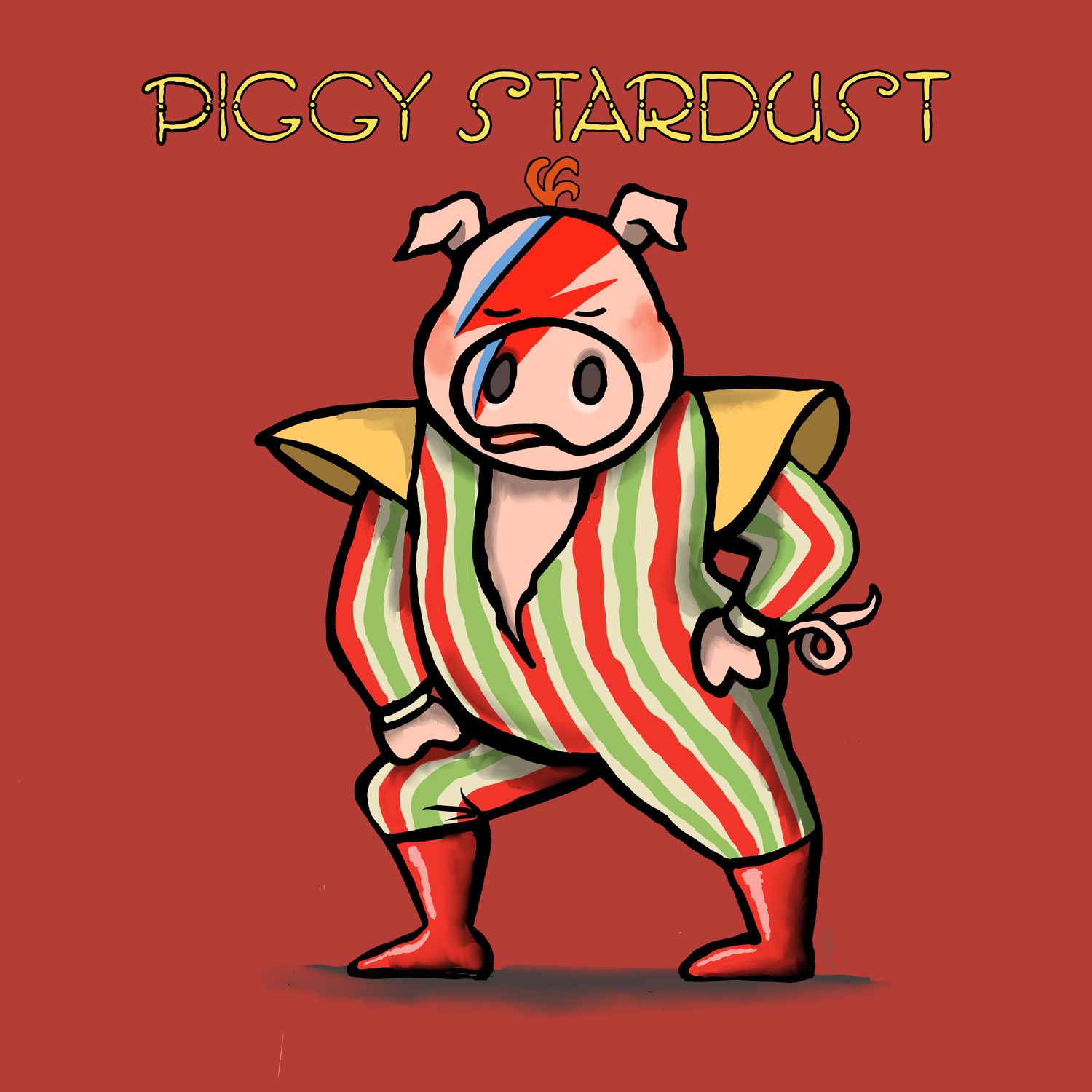 Piggy Stardust Card | Funny Pig &amp; Music Lover Birthday Card | Baaad Flockers®