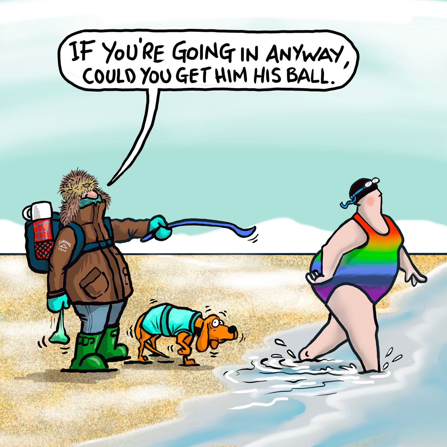 Lost Ball Fridge Magnet | Funny Wild Swimming &amp; Dog Walker Gift | Kimmer