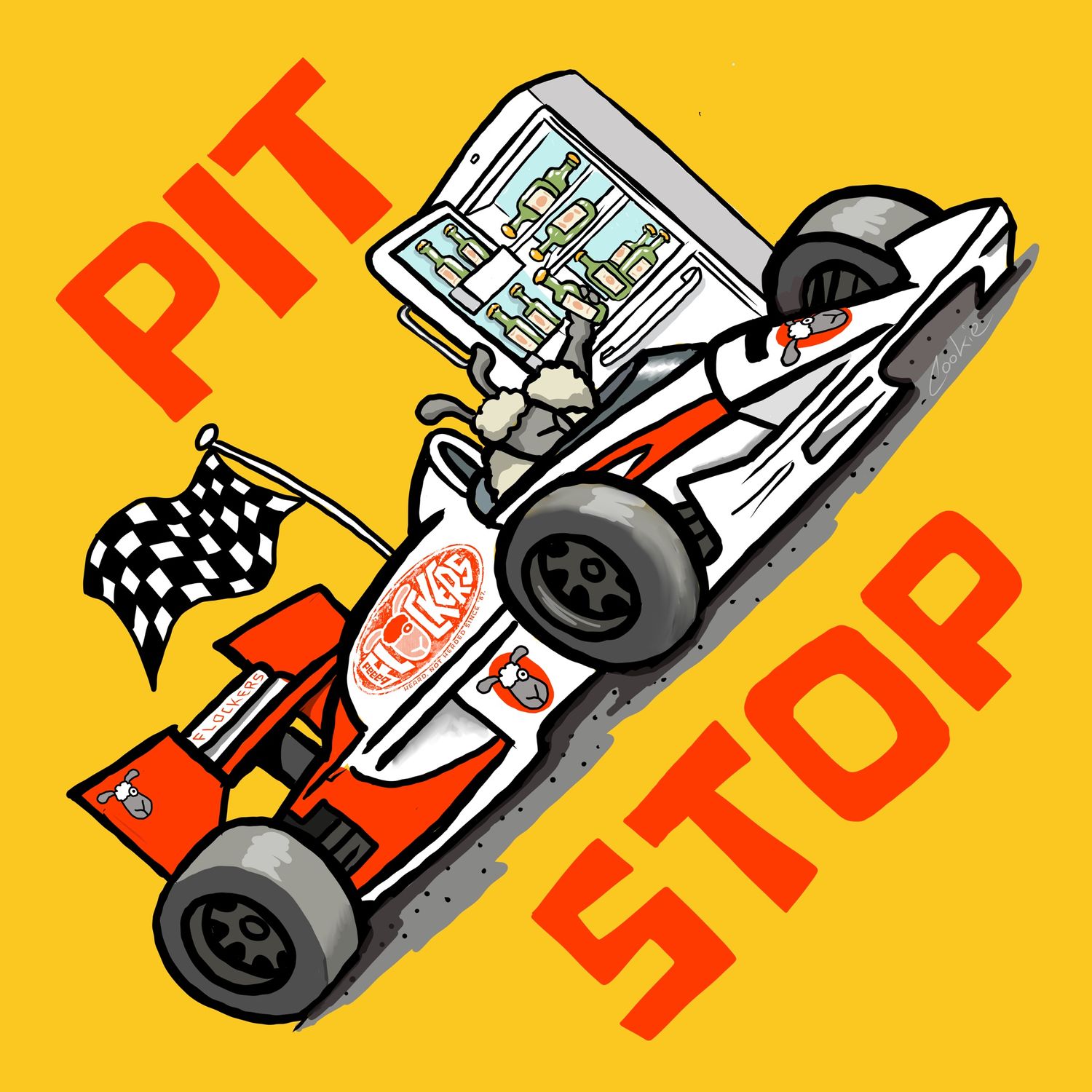 Pit Stop Warning Fridge Magnet | Funny Racing &amp; Car Lover Gift | Baaad Flockers®