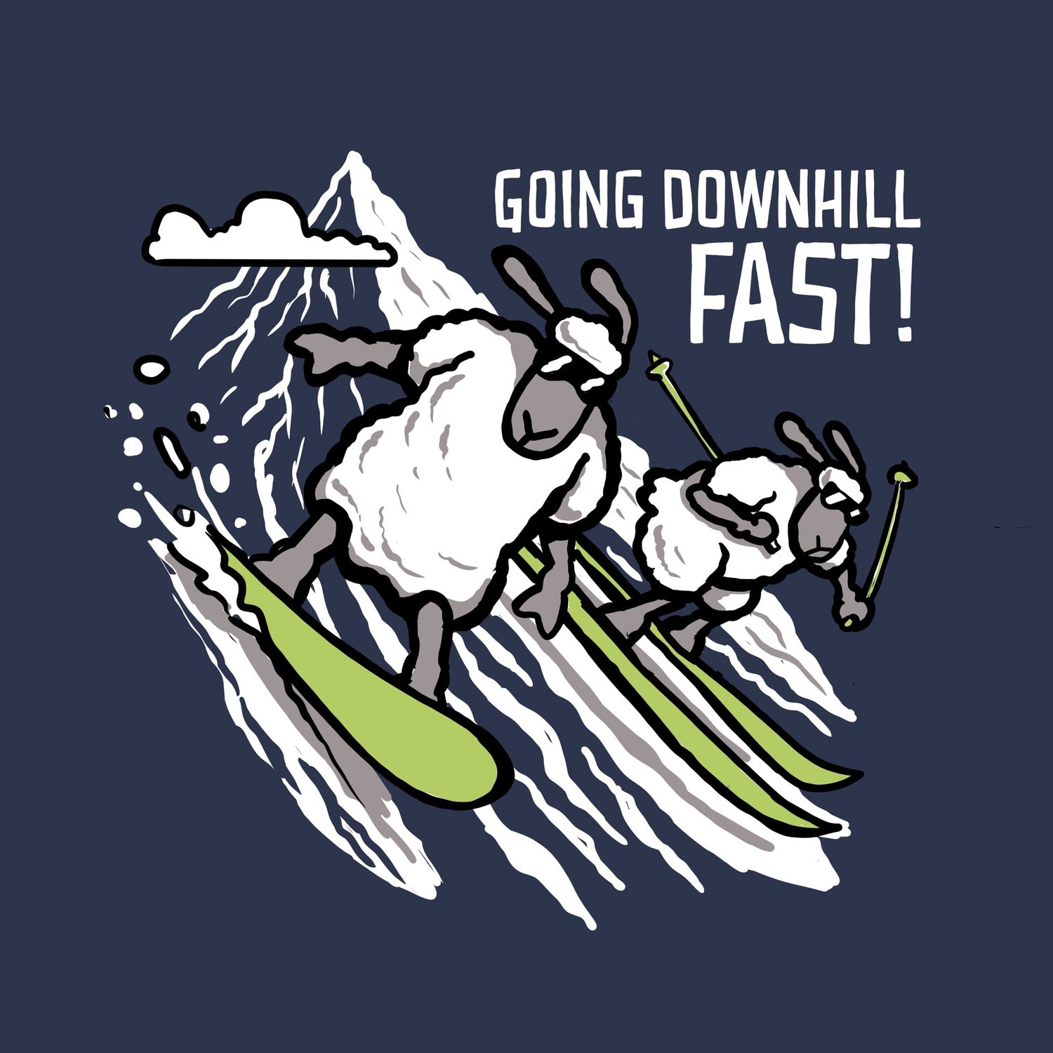 Going Downhill Fast Funny Fridge Magnets | 60 x 60mm Flockers® Magnets | Baaad Flockers®