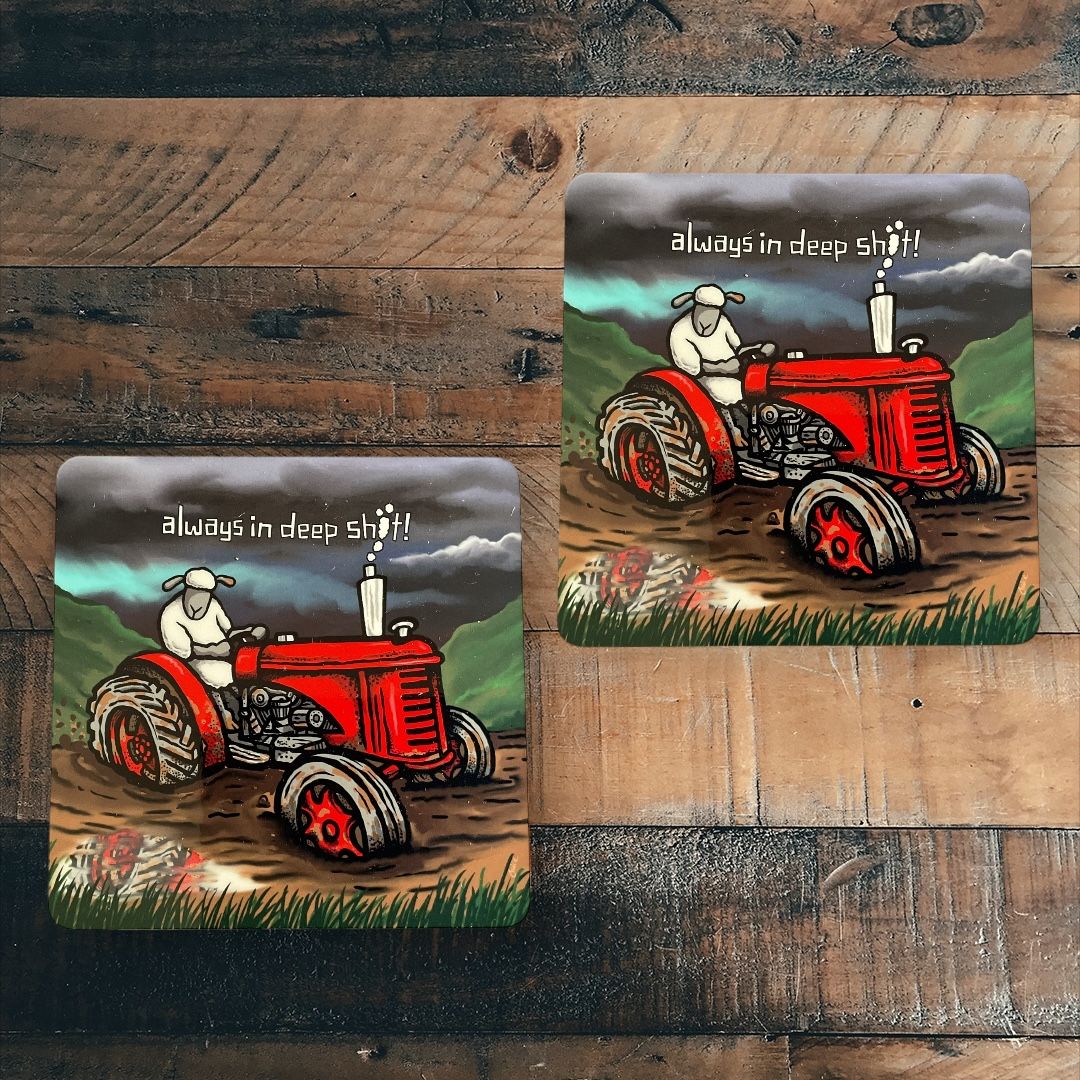 Always In Deep Sh*t! Coaster | Funny Sheep &amp; Countryside Gift | Baaad Flockers®