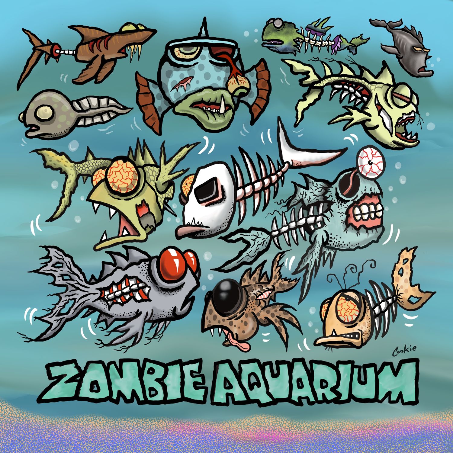 Zombie Aquarium Funny Fridge Magnets | 60 x 60mm Flockers® Magnets | Baaad Flockers®  Meta Description  Shop funny Flockers® fridge magnets from Baaad Flockers®. Glossy 60 x 60mm magnets packed with C