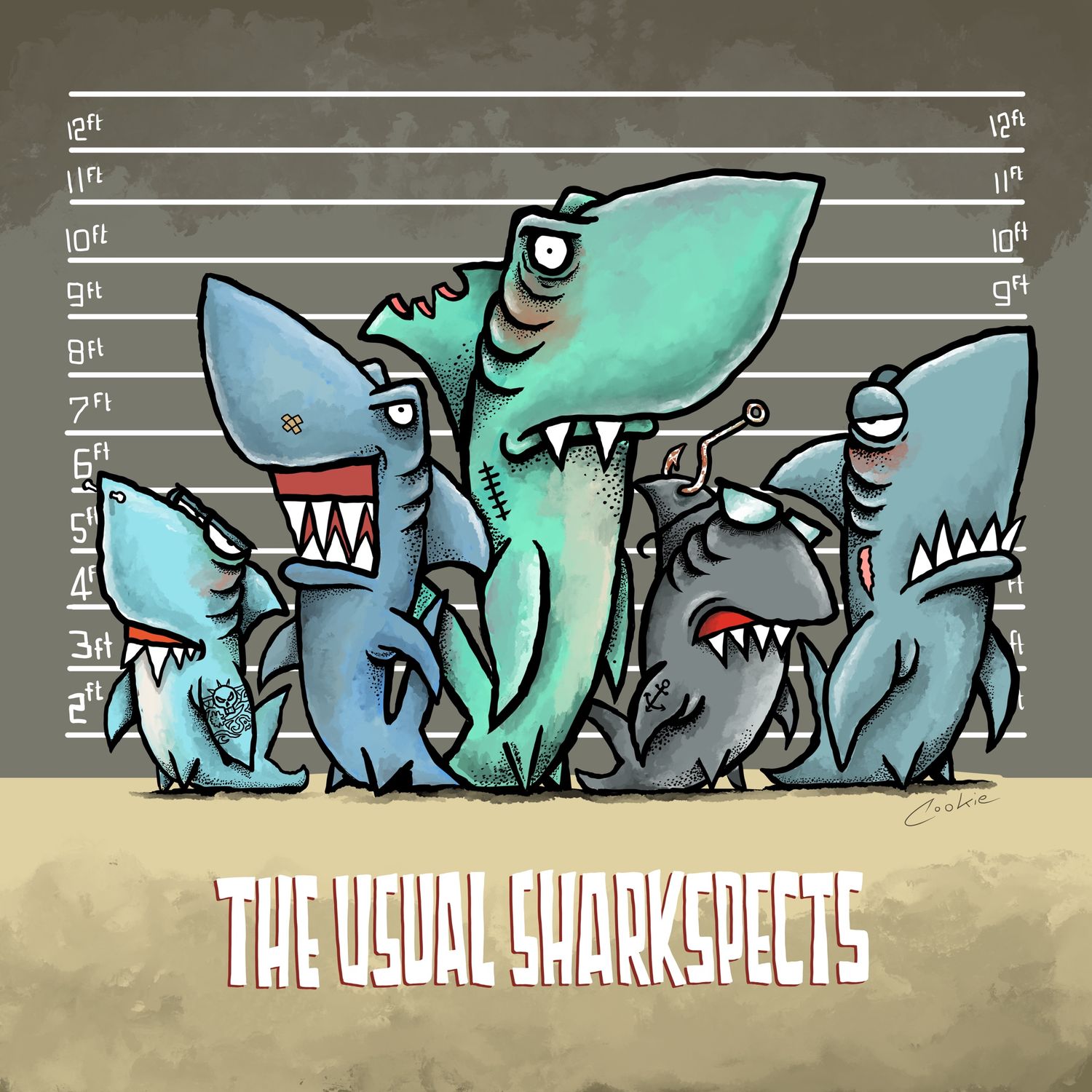 Usual Sharkspects Metal Sign | Funny Shark Gift | Baaad Flockers®