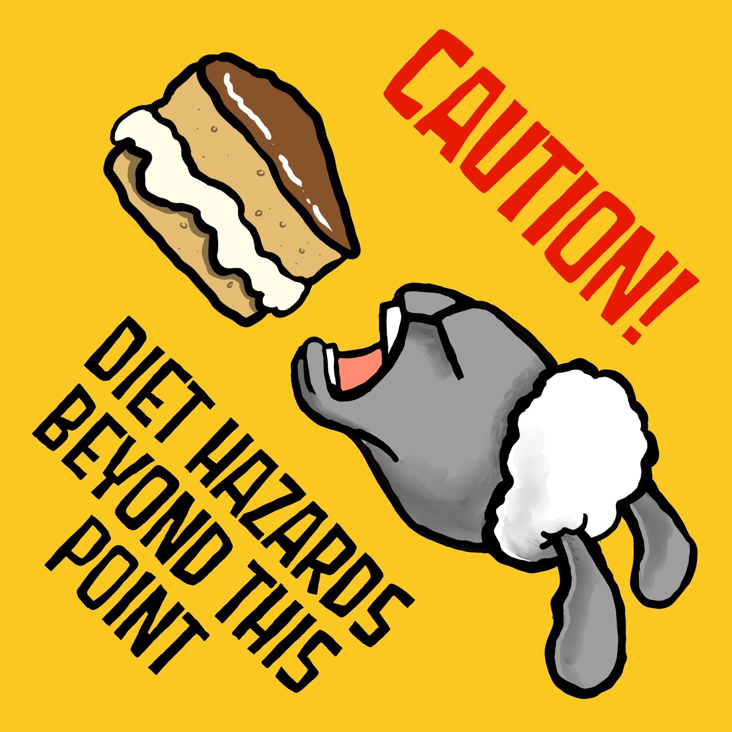 Caution - Diet Hazards Funny Fridge Magnets | 60 x 60mm Flockers® Magnets | Baaad Flockers®