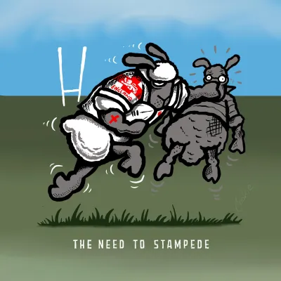 Rugby Stampede - England | Mancave Metal Sign | Flockers