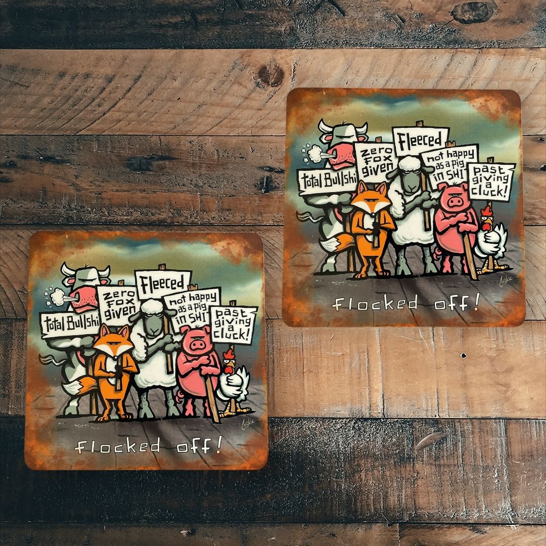 Flocked Off! Coaster | Funny Protest Sheep &amp; British Humour Gift | Baaad Flockers®