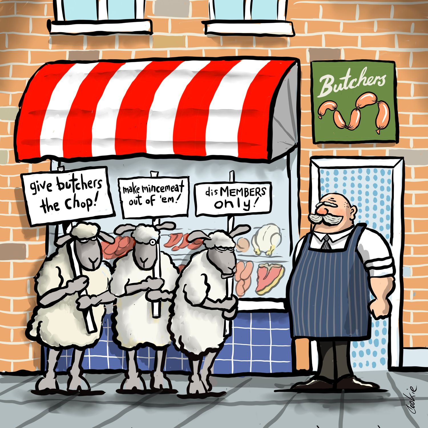 Butchers Funny Fridge Magnets | 60 x 60mm Flockers® Magnets | Baaad Flockers®
