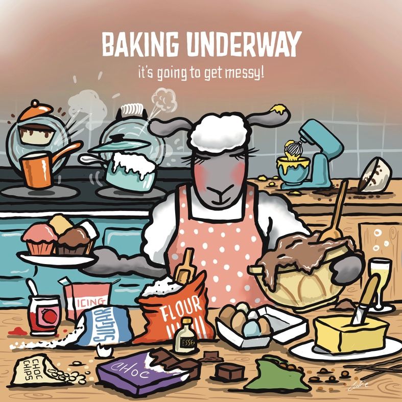 Baking Underway Funny Fridge Magnets | 60 x 60mm Flockers® Magnets | Baaad Flockers®