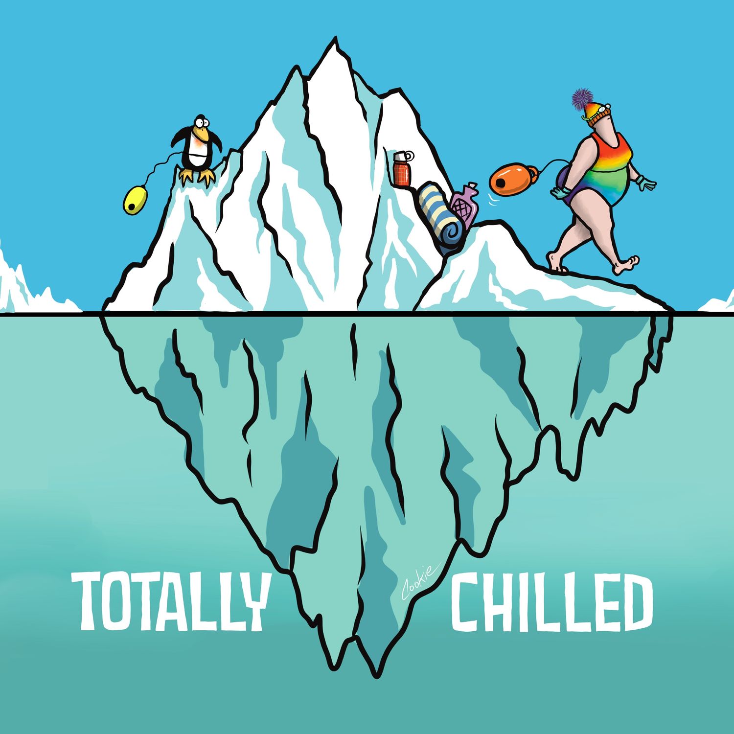 Totally Chilled Fridge Magnet | Funny Ice Swimming &amp; Cold Water Gift | Kimmer