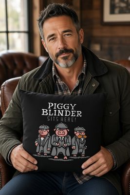 Piggy Blinders Cushion | Funny Pig &amp; Farmer Gift | Baaad Flockers®