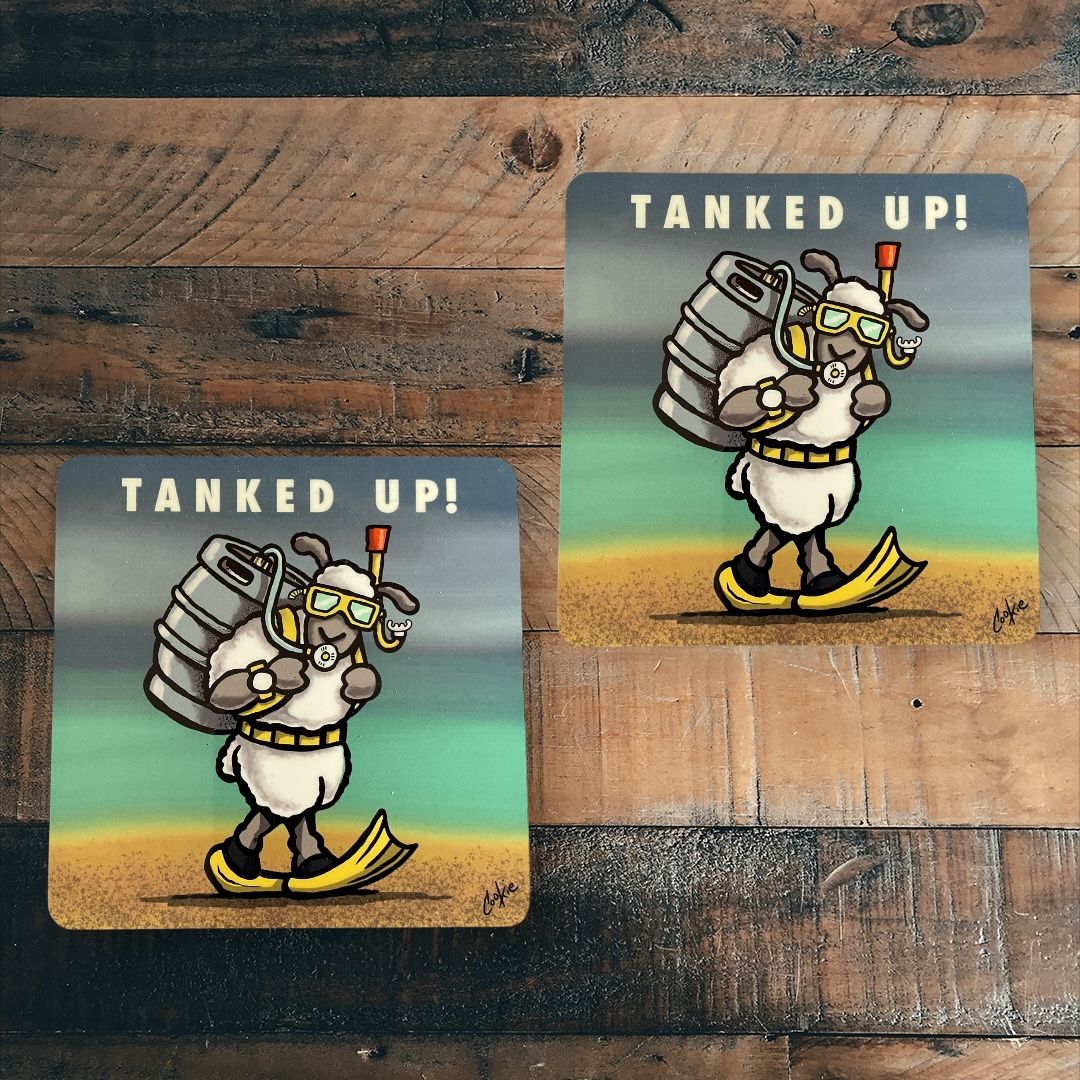 Tanked Up Flocker Coaster | Funny Scuba Diving Sheep Gift | Baaad Flockers®