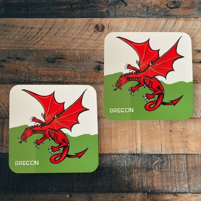 Brecon Red Dragon Coaster | Welsh Gift &amp; Souvenir | Baaad Flockers®