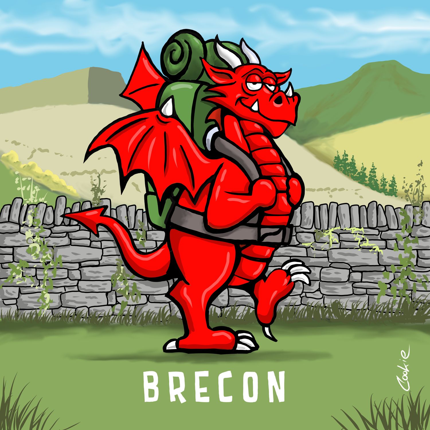 Red Dragon Brecon Coaster | Welsh Dragon, Wales Gift &amp; Souvenir | Baaad Flockers®