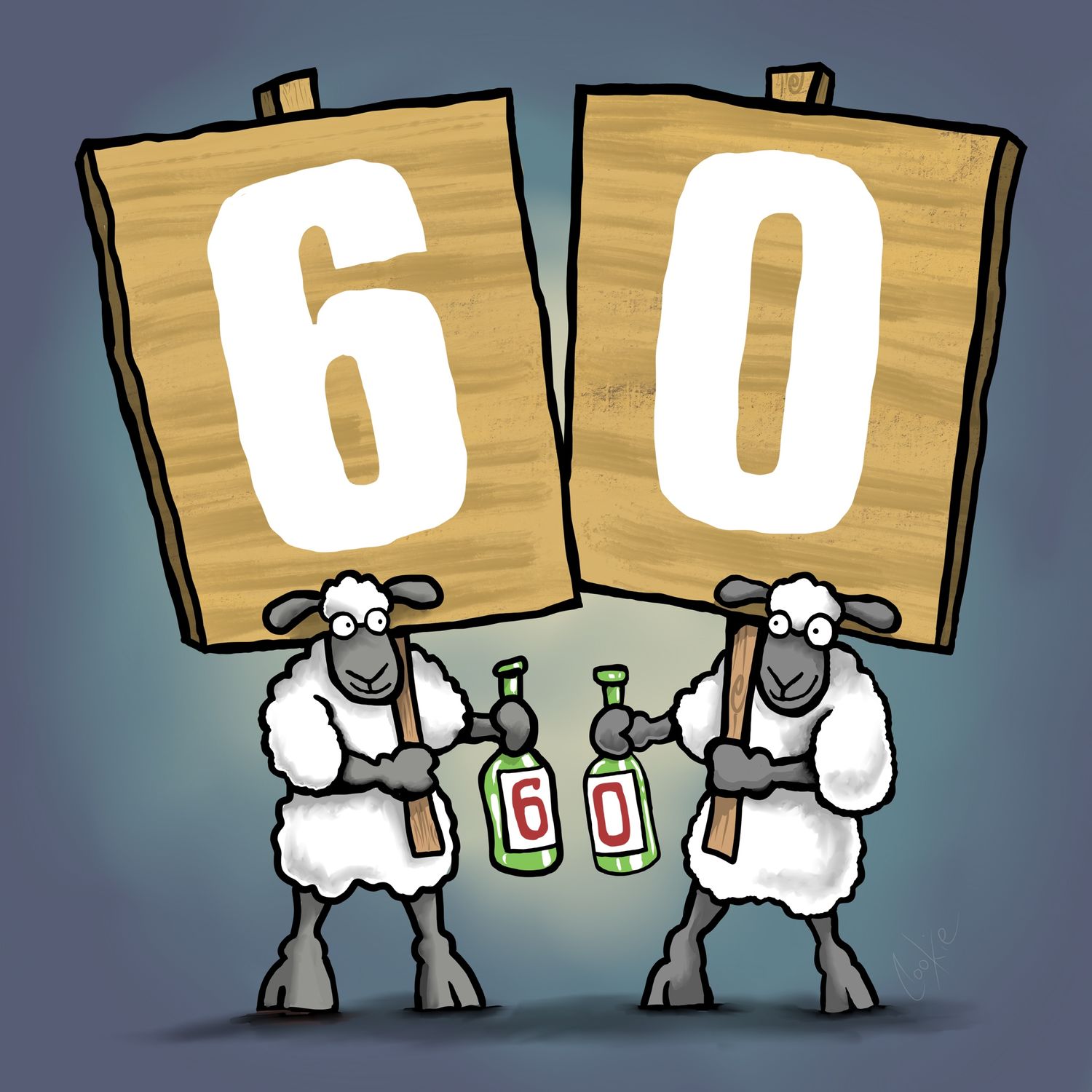 60th Birthday Funny Fridge Magnets | 60 x 60mm Flockers® Magnets | Baaad Flockers®
