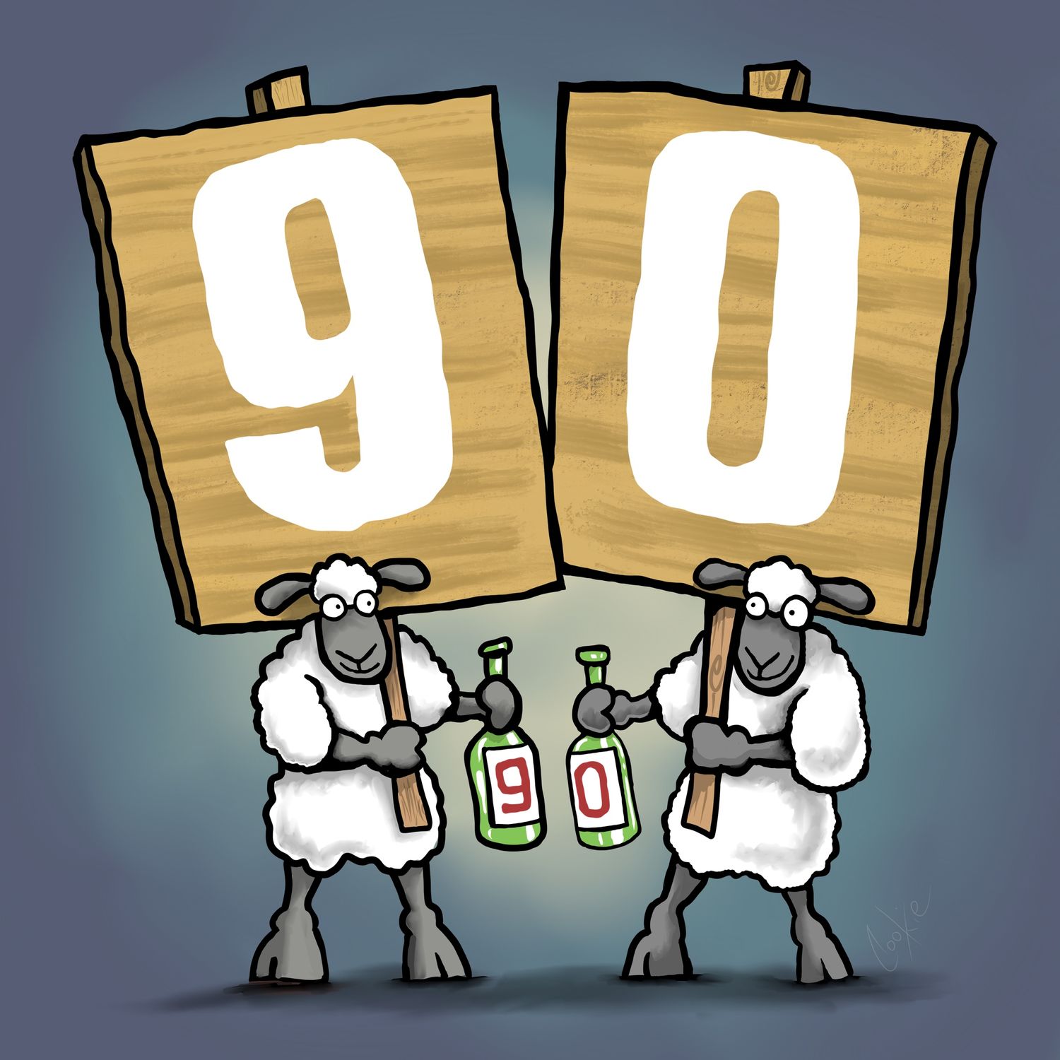90th Birthday Funny Fridge Magnets | 60 x 60mm Flockers® Magnets | Baaad Flockers®