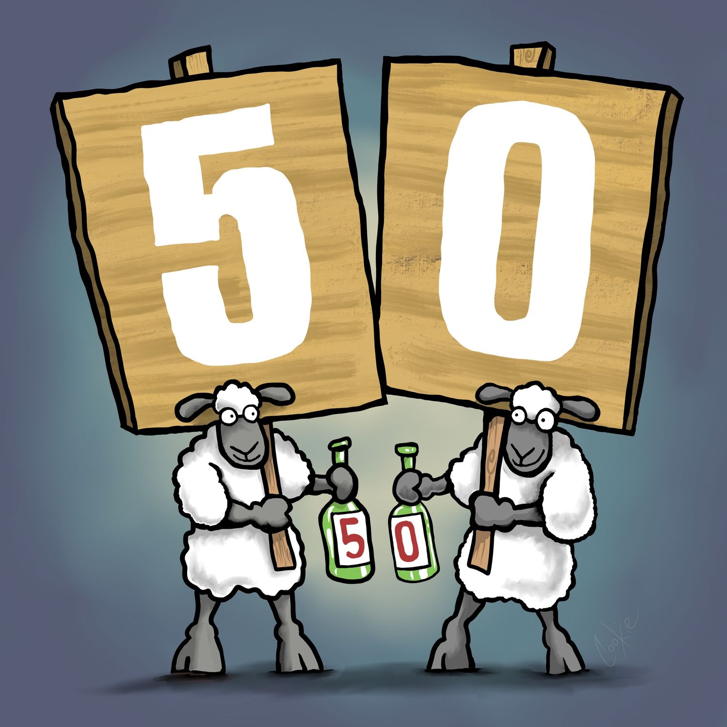 50th Birthday Funny Fridge Magnets | 60 x 60mm Flockers® Magnets | Baaad Flockers®