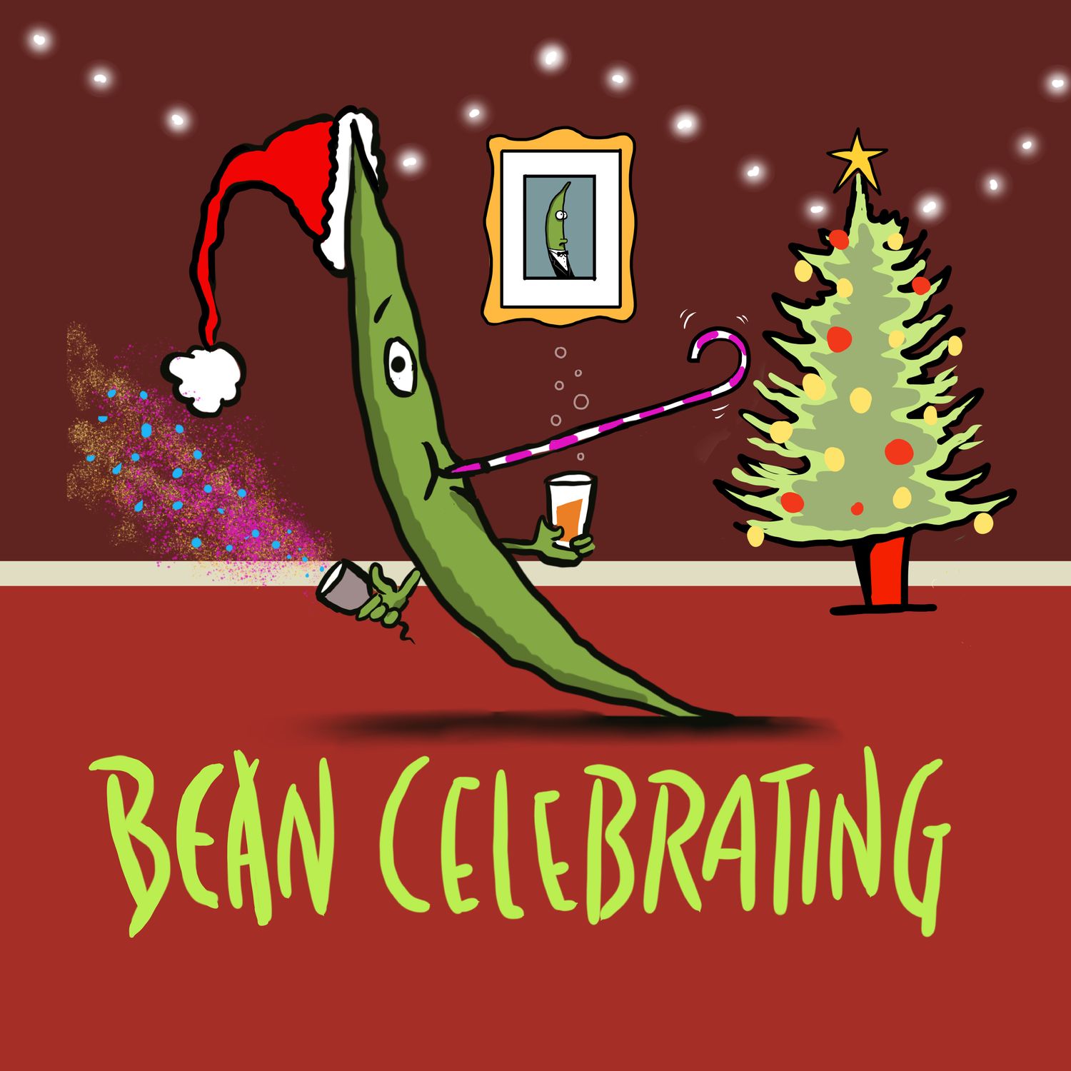 Bean Celebrating Funny Fridge Magnets | 60 x 60mm Flockers® Magnets | Baaad Flockers®